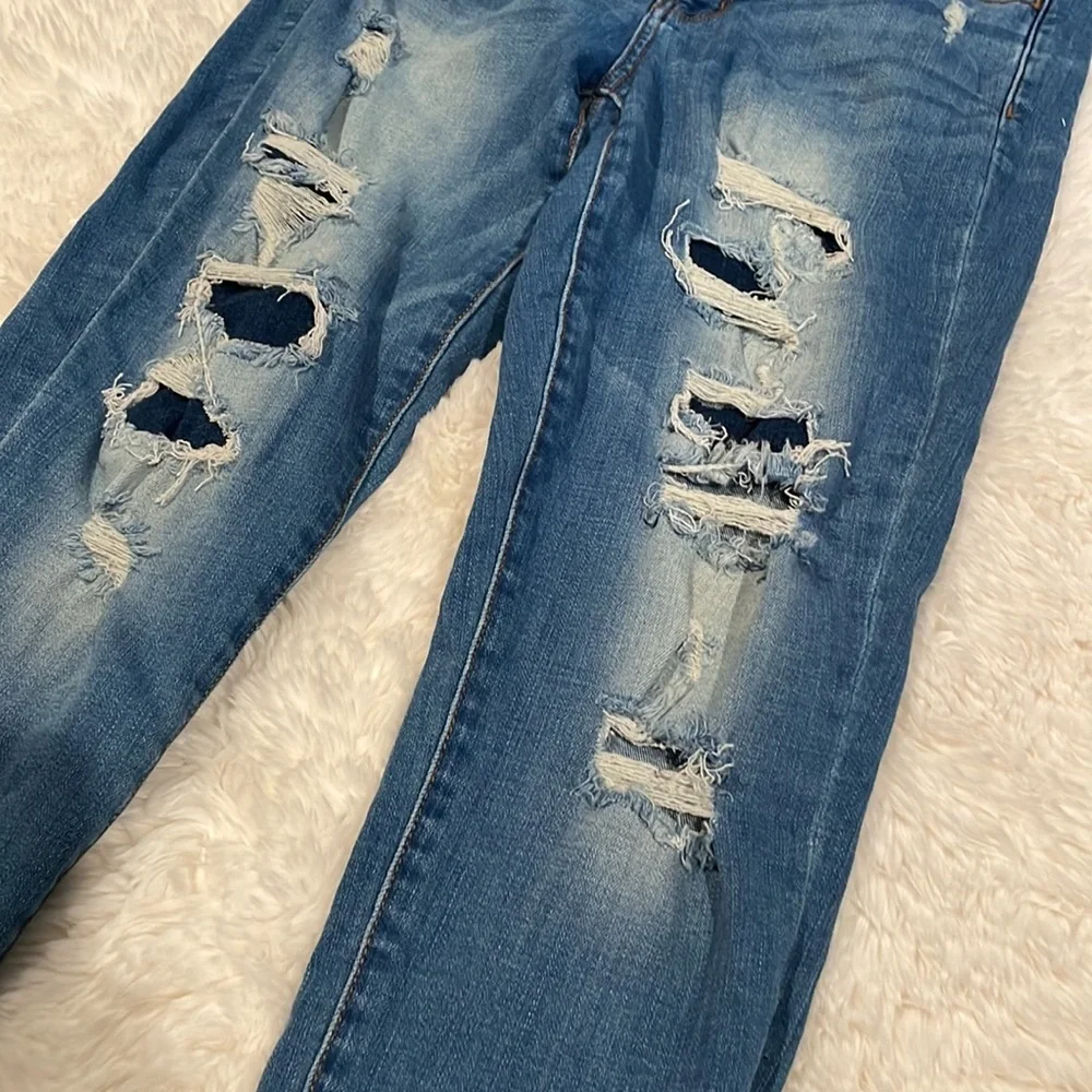 American Eagle Super Stretch Hi Rise Ripped Jegging 8 Short - Picture 3 of 5